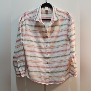 SUNDANCE WOMENS EMBROIDERED STRIPED SHIRT. SIZED M